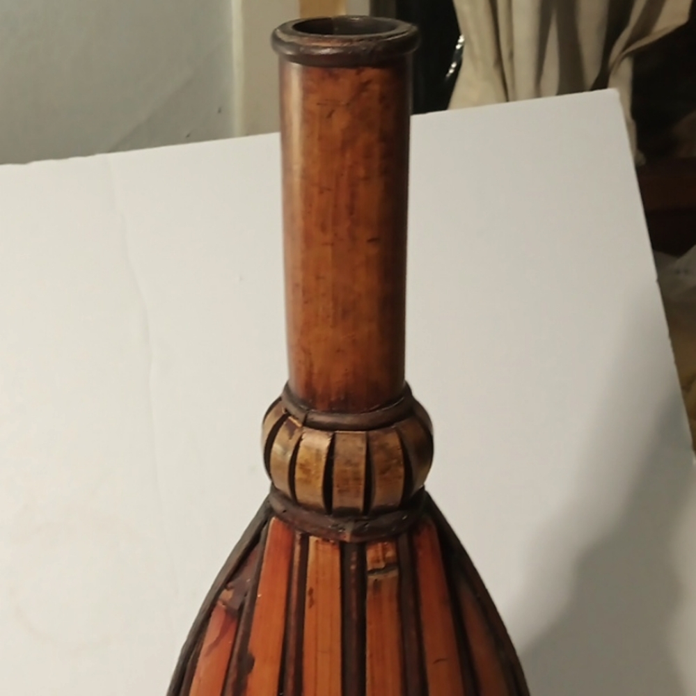 Vintage Rustic MCM Bamboo Wooden Vase 22.5 Inches Tall - Picture 4 of 7